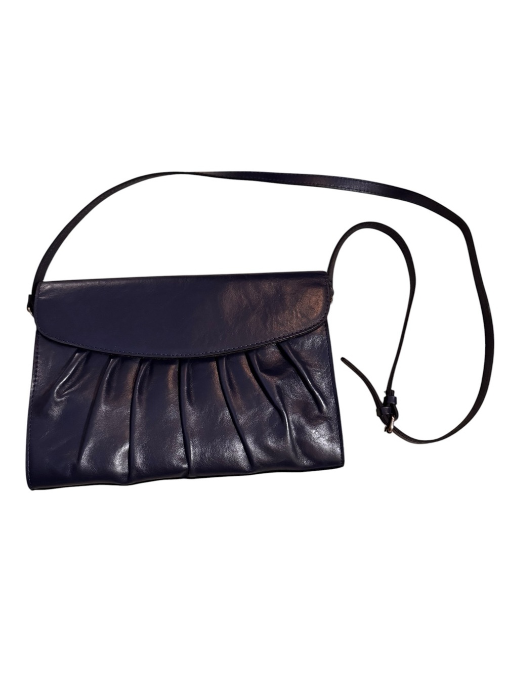 Patricia Nash Charlaronne Leather Crossbody Clutch Navy Blue Retro Classic Prep